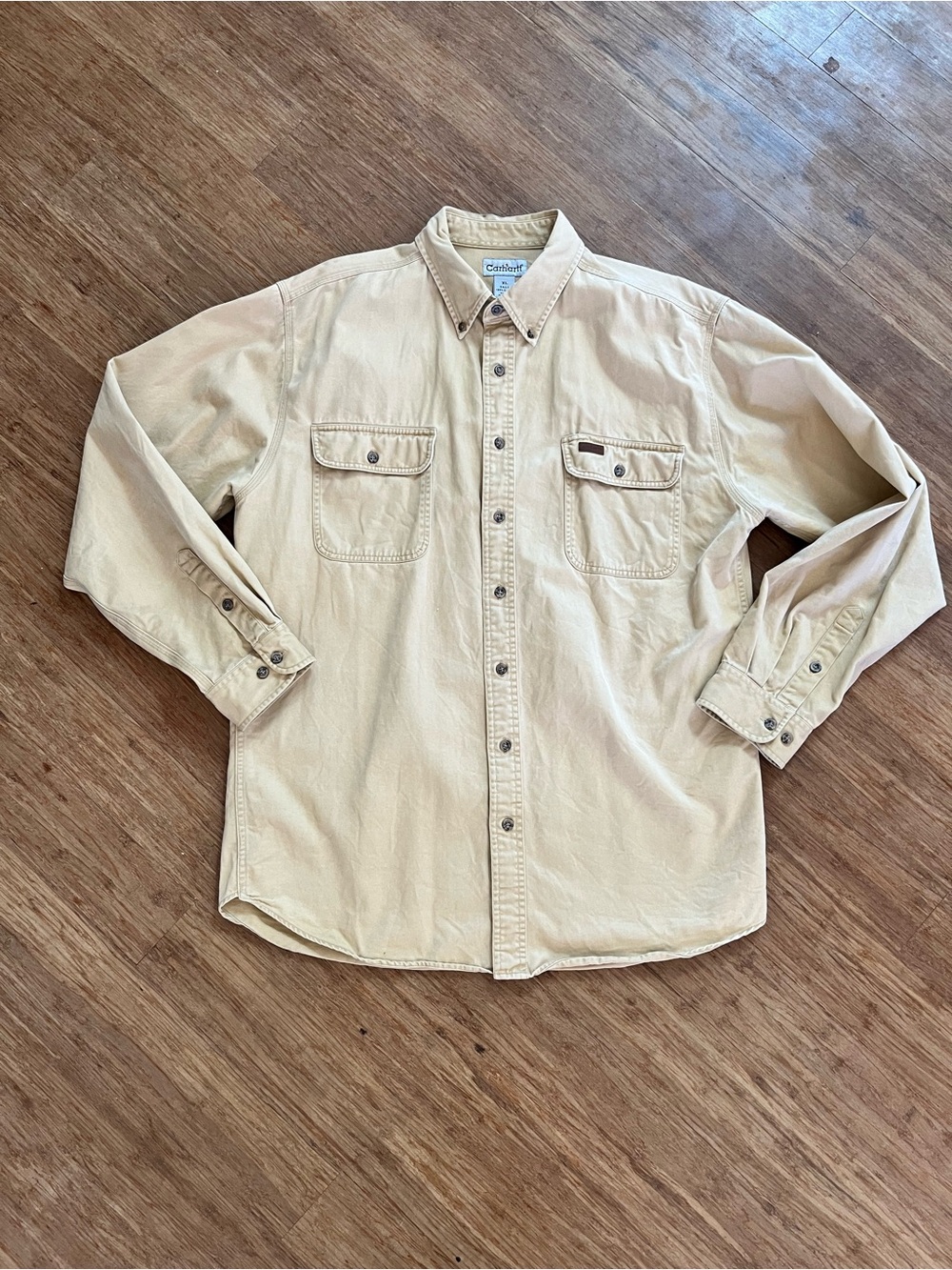 Vintage Y2K Carhartt Cotton Work Button Down Shirt, XL tall